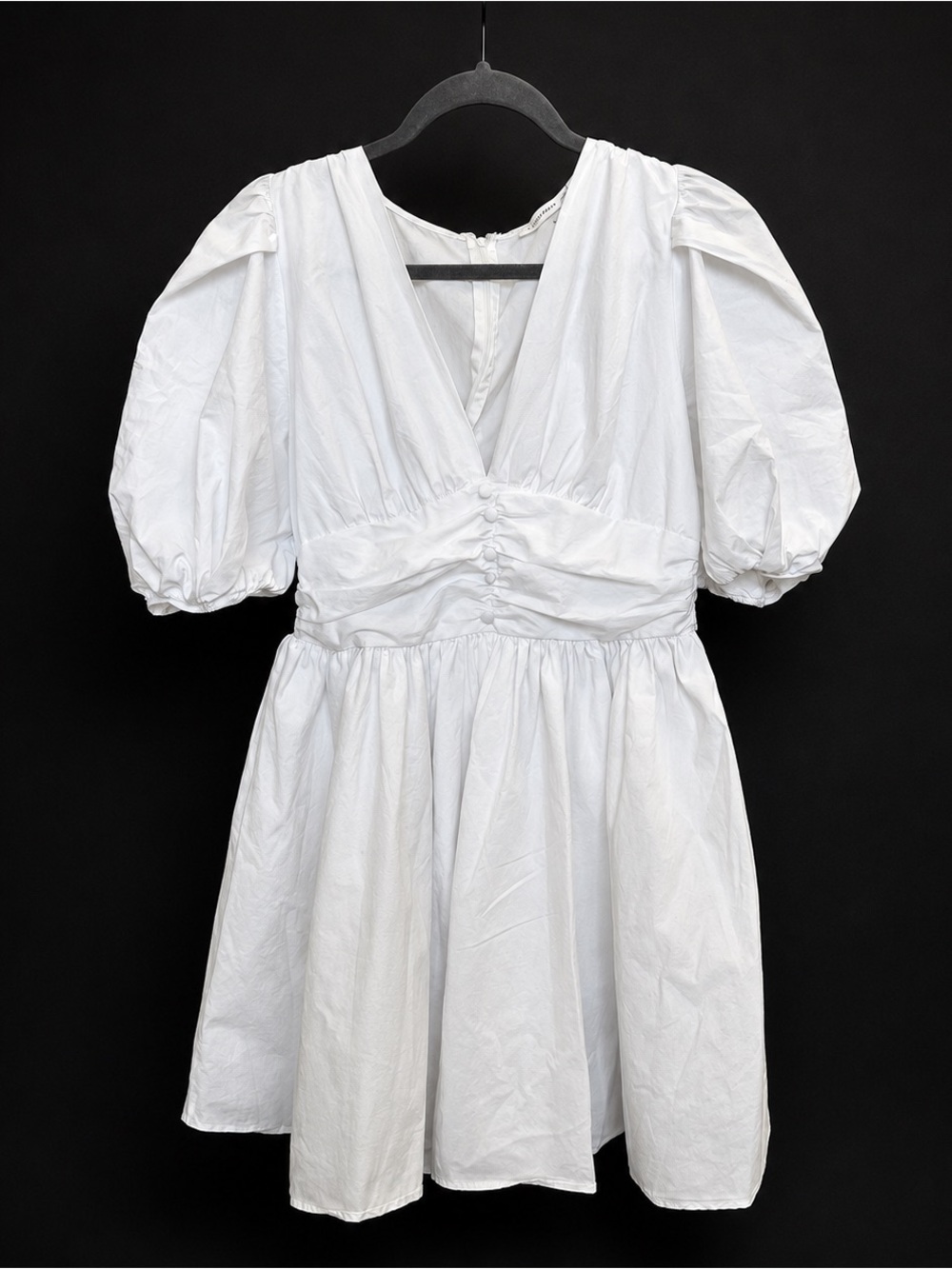 Cottagecore white puff sleeve mini babydoll homecoming dress